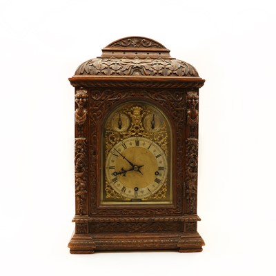 Lot 210 - A Victorian oak bracket clock