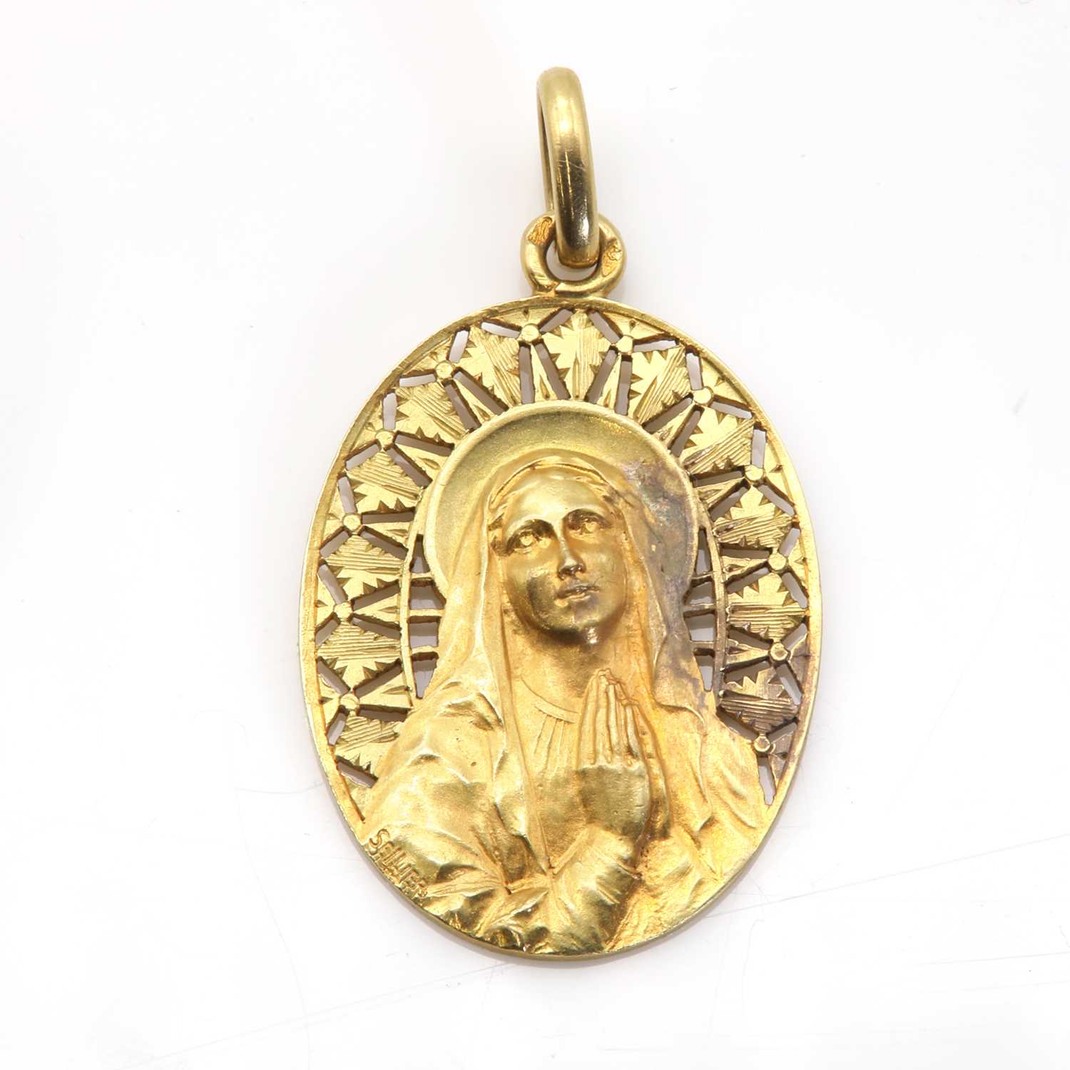 Lot 235 A French gold religious pendant,
