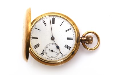 Lot 414 - An 18ct gold top wind hunter pocket watch