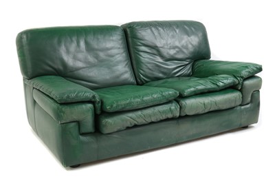 Lot 359 - A Roche Bobois two seater green leather sofa