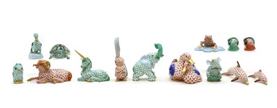 Lot 163 - A collection of fourteen Herend porcelain animals