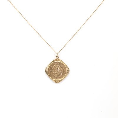 Lot 381 - A 9ct gold St. Christopher pendant