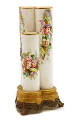 Lot 168 - A Royal Worcester porcelain triple flower vase