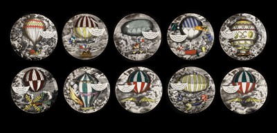Lot 323 - A set of ten Italian Fornasetti  'Palloni' porcelain plates