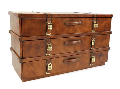 Lot 333 - A large contemporary leather clad chest