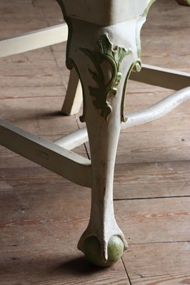 Lot 79 - A set of eight cream and green painted dining armchairs