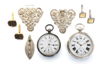 Lot 447 - Two silver open faced key wind pocket watches