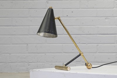 Lot 358 - An Italian brass and enamel desk lamp