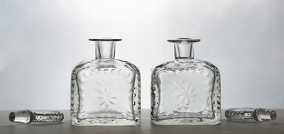 Lot 122 - A pair of James Powell & Sons crystal glass 'Spanish' decanters