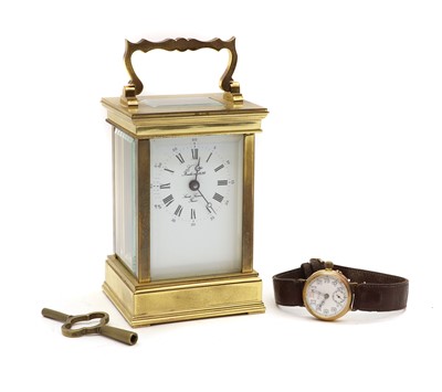 Lot 154 - A French brass carriage clock