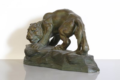 Lot 173 - An Art Deco terracotta figure of a panther