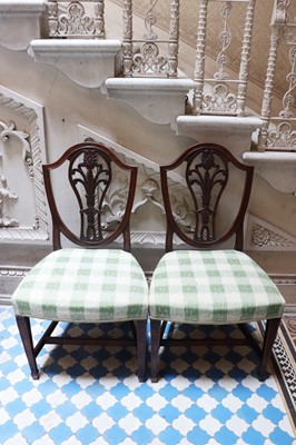 Lot 151 - ☘ A pair of George III mahogany shield-back dining chairs