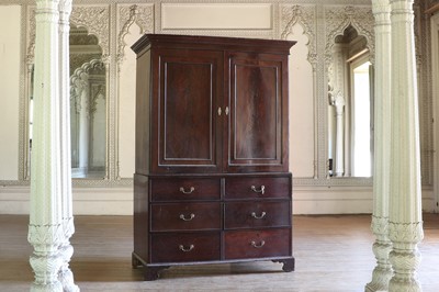 Lot 122 - ☘ An early George III mahogany linen press