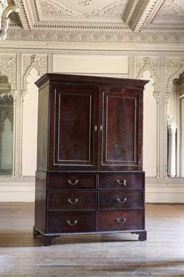 Lot 122 - ☘ An early George III mahogany linen press