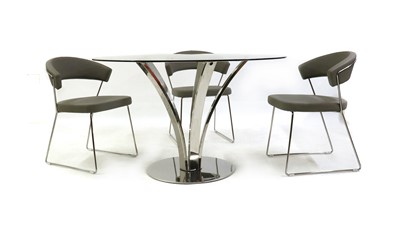 Lot 407 - A Moritz circular stainless steel and glass table