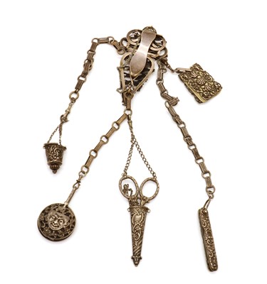 Lot 111 - A Victorian silver chatelaine