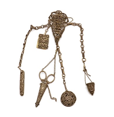 Lot 111 - A Victorian silver chatelaine