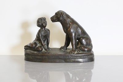 Lot 305A - A bronze of a girl and a dog