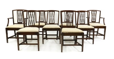 Lot 394 - A set of eight George III and later mahogany dining chairs