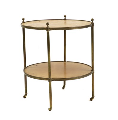 Lot 413 - A two tiered brass side table