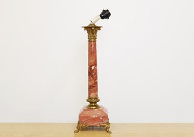 Lot 211 - A marble and gilt bronze mounted Corinthian column table lamp