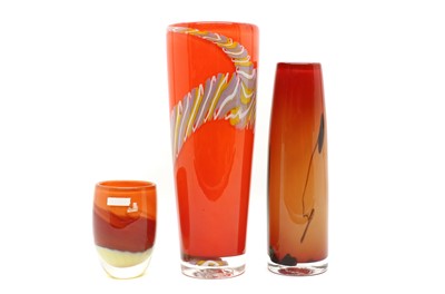 Lot 95 - A group of three Anthony Stern studio glass vases