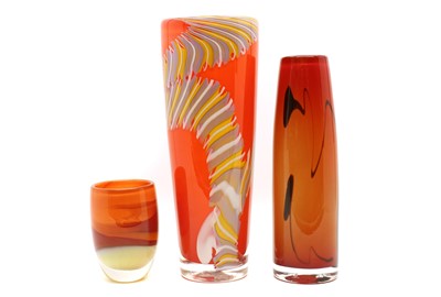 Lot 95 - A group of three Anthony Stern studio glass vases