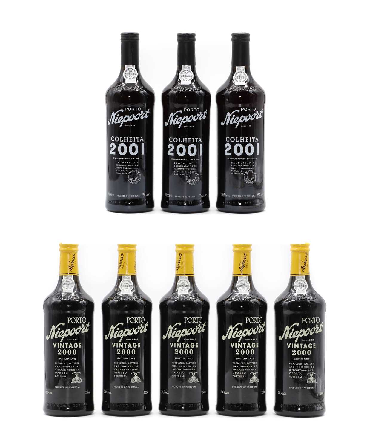 Lot 199 - Niepoort, Vintage Port, 2000 (5) together with Niepoort Colheita, 2001 (3)