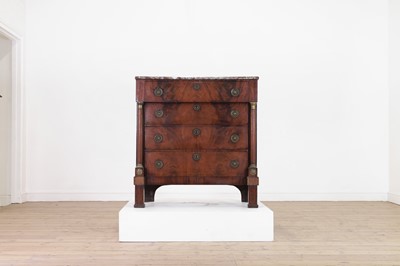 Lot 558 - A French mahogany and marble topped commode chest
