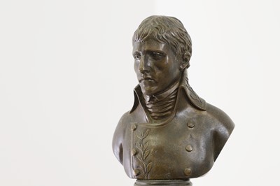 Lot 344 - A small patinated bronze bust of Napoleon