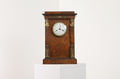 Lot 330 - An Empire burr elm and gilt-metal mantel clock by Lépine of Paris