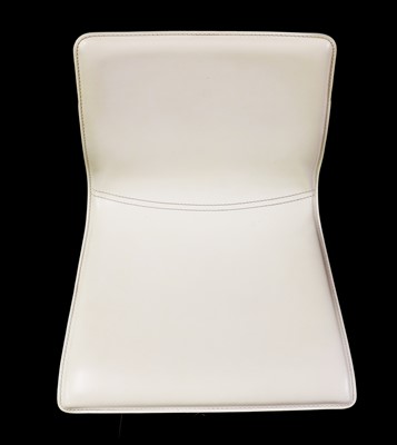 Lot 423 - A set of four Italian white leather bar stools