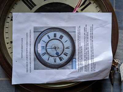 Lot 425 - ☘ A nightwatchman’s walnut dial clock by J N Moore & Sons, London