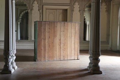 Lot 81 - A large green painted pine housekeeper’s cupboard