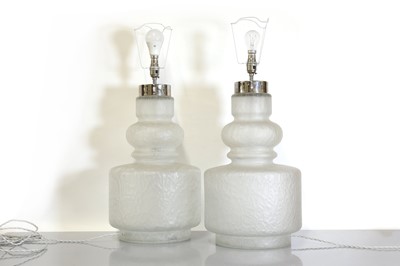 Lot 262A - A pair of moulded glass table lamps