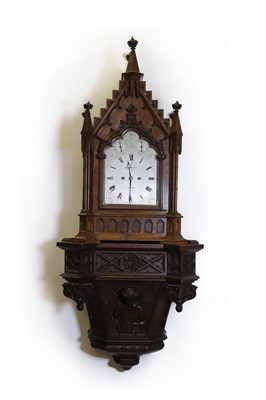 Lot 3 - A Gothic oak bracket clock