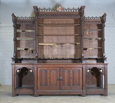 Lot 5 - A French Gothic oak open bookcase