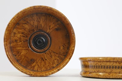 Lot 128 - A pair of burr fruitwood coasters