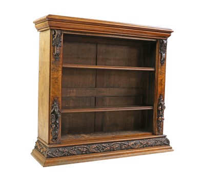 Lot 441 - A Victorian burr walnut and walnut open bookcase