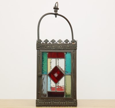 Lot 314 - An Arts and Crafts stained glass hall lantern