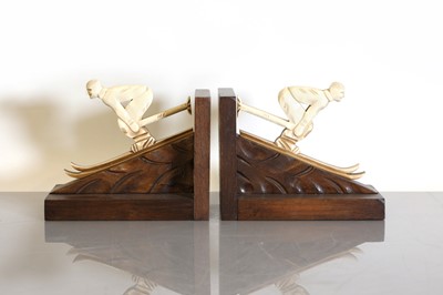 Lot 184 - A pair of French Art Deco 'skier' bookends
