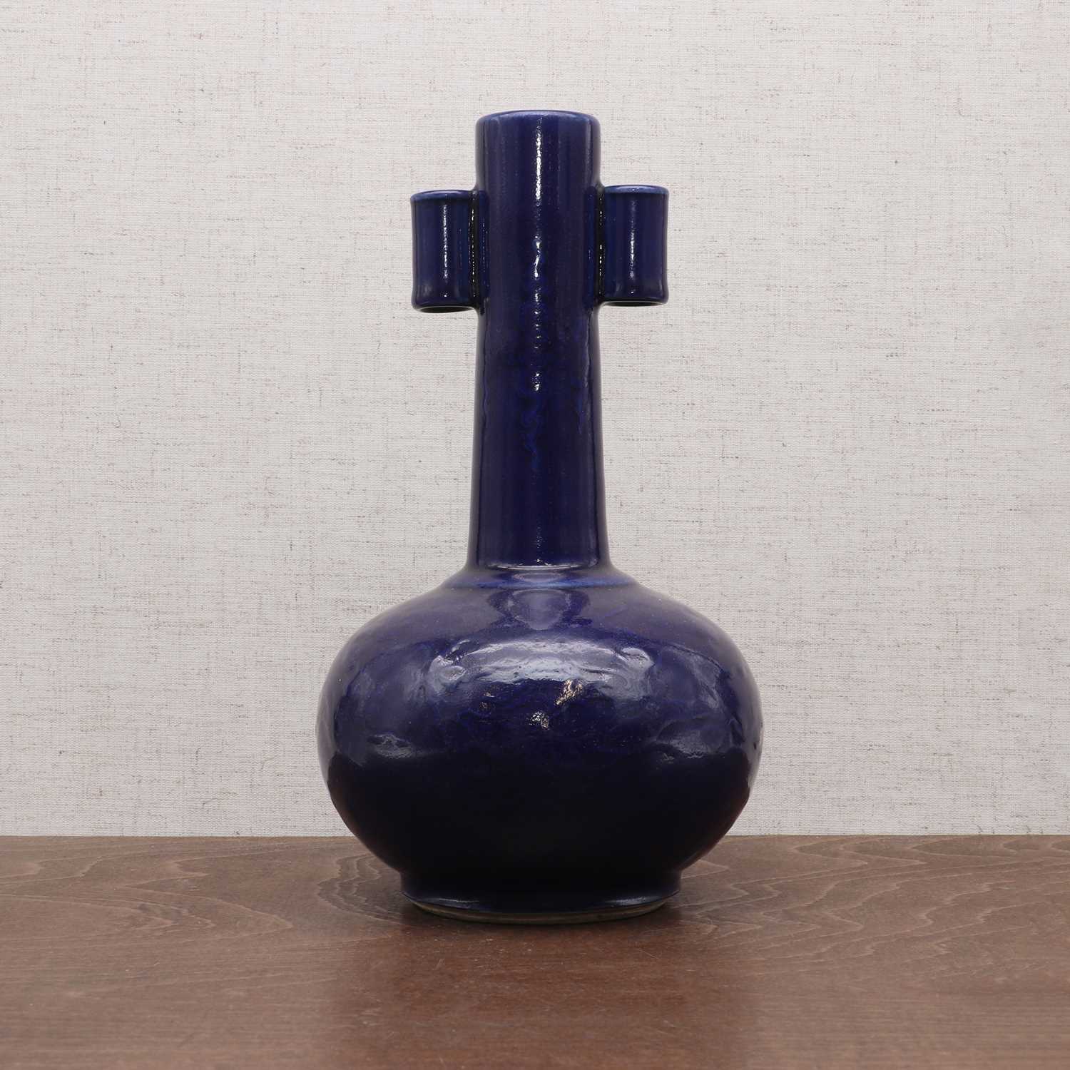 Lot 190 - A Chinese blue-glazed vase
