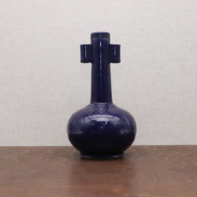 Lot 190 - A Chinese blue-glazed vase