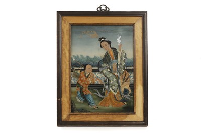 Lot 65 - A pair of reverse glass paintings