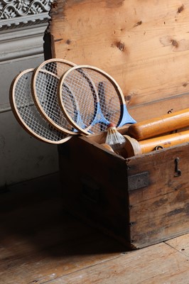 Lot 435 - A garden badminton set by F W Last