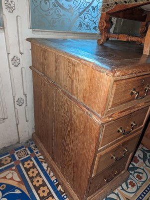 Lot 71 - ☘ A Victorian pine pedestal desk