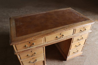 Lot 71 - ☘ A Victorian pine pedestal desk