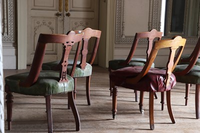 Lot 77 - ☘ A set of four Victorian Aesthetic-style oak library chairs