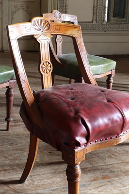 Lot 77 - ☘ A set of four Victorian Aesthetic-style oak library chairs