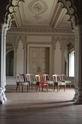 Lot 77 - ☘ A set of four Victorian Aesthetic-style oak library chairs